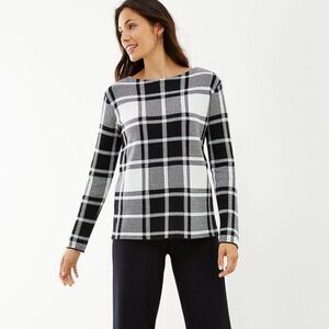 ✨ J.Jill Jacquard-knit Plaid Pullover Sweater✨